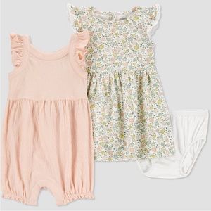 Baby Girls' Floral Romper - Green/Pink - Size NB - NWT - Carter’s Just One You